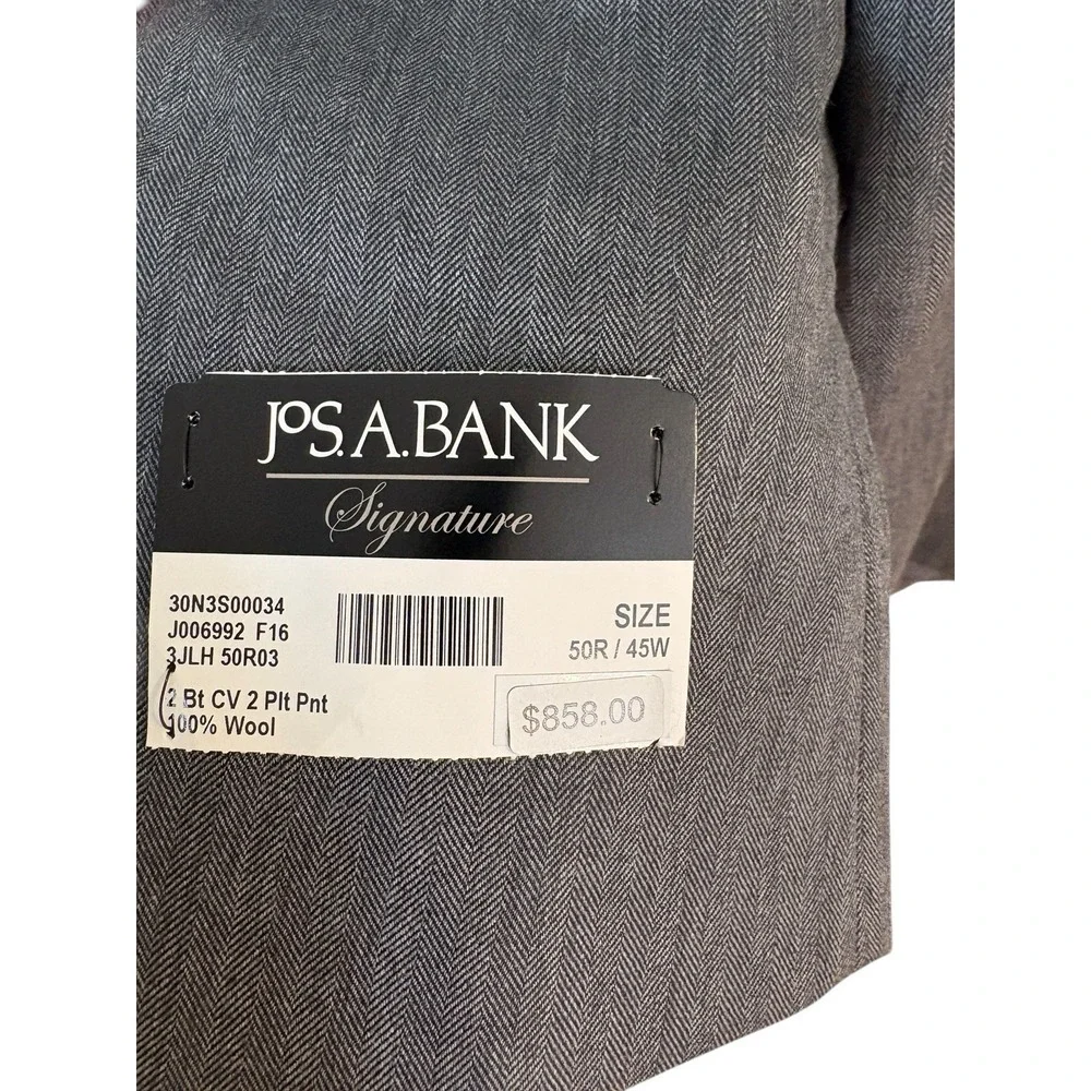 NWT‎ Jos A Bank Grey Herringbone Blazer Wool Superfine 50r Office Formal Wedding